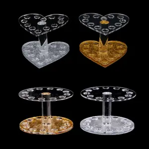 Hot Sale Makeup Nail 12 Holes Acrylic Gel Brush Pen Holder Heart Gold Rest Stand Display Brushes eyebrow pencil pen stand