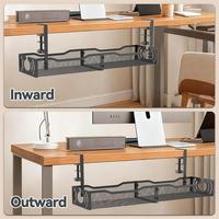 Organisateur de câbles sous le bureau sans perçage, plateau de gestion des câbles en maille avec pince pour l'organisation des fils, organiseur de cordons pour le bureau et la maison