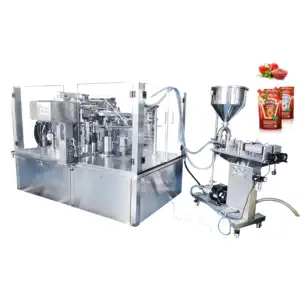 Automatic rotary doypack bag paste honey ketchup sauce packing machine premade pouch liquid filling machine