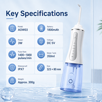 Hydropulseur Portable Sans Fil OEM/ODM 350ml Étanche IPX7 Rechargeable USB 5 Modes Nettoyeur Dentaire Domestique