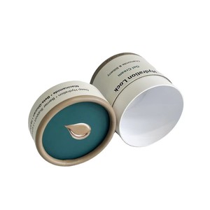 Boîte d'emballage cosmétique ronde en papier texturé fantaisie imprimé sur mesure, tube en carton blanc recyclé pour parfum - Product Image 1