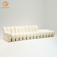 Canapé modulaire en cuir de luxe en forme de U, beige, élégant, pour salon, canapé incurvé, meubles de salon