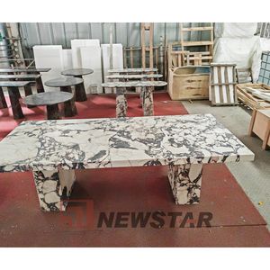 <span class=keywords><strong>Mobili</strong></span> in marmo di lusso italiano su misura di grandi dimensioni rettangolare Calacatta <span class=keywords><strong>Viola</strong></span> <span class=keywords><strong>Viola</strong></span> Base quadrata tavolo da pranzo in marmo - Product Image 2