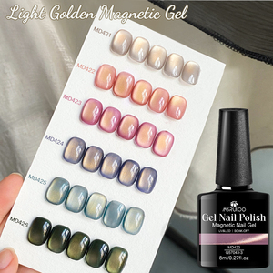 เจลทาเล็บแม่เหล็ก MSRUIOO 8 มล. แบบลอกออกได้ด้วยแสง UV/LED สีทองอ่อน แม่เหล็กแคทอาย ติดทนนาน - Product Image 4