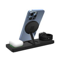 Support de charge sans fil magnétique 3 en 1 avec logo personnalisé 2024 et chargeur portable avec 15W QC2.0 Type-C pour téléphone 15/16