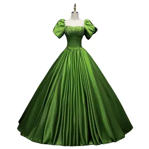 C CLOTHING新しい特別なサテンフリル半袖イブニングウェアプラスサイズの花嫁の夜会服のためのウェディングドレス
