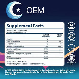 Gummies <span class=keywords><strong>de</strong></span> sommeil pour adultes au goût naturel <span class=keywords><strong>de</strong></span> fraise, sans mélatonine, complément à base <span class=keywords><strong>de</strong></span> plantes pour favoriser le sommeil et améliorer la mémoire - Product Image 2