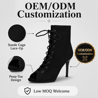 Bottes de danse jazz pour femmes, bottes courtes à talons aiguilles en daim à lacets pour le printemps et l'été, chaussures de danse jazz à talons hauts pour femmes