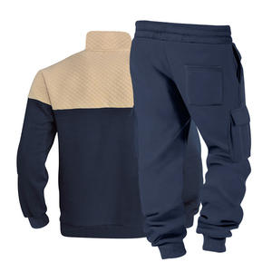 Ensemble de survêtement essentiel pour homme RUIQUWIN avec logo personnalisé, sweat-shirt à demi-zip, pantalon cargo décontracté, vêtements de sport respirants pour tous les jours - Product Image 2