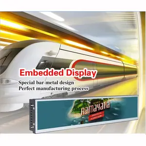 Vehicle 36.6" 37" 38" Inch Stretched LCD display bar for advertising signage video player in bus metro train coach rail DC 6-36V