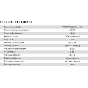 Máquina de Soldar <span class=keywords><strong>Inverter</strong></span> IGBT COROTC ARC-120 |   220V 4.6kW 120A Salida Máxima Portátil para Bricolaje y Pequeñas Fabricaciones - Product Image 3