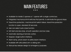 <span class=keywords><strong>Moteur</strong></span> AC intelligent 260W, <span class=keywords><strong>bras</strong></span> <span class=keywords><strong>articulé</strong></span>, ouvre-porte de <span class=keywords><strong>portail</strong></span>, ouvre-porte de porte pliante, ouverture automatique à bascule - Product Image 6