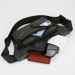 Men's Chest Bag PU Leather Quilted Design Multiple Pockets Waist Pack For Everyday Use - Product Image 4