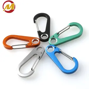 Neues Design Anpassbares Logo Aluminium Grün Blau Weiß Farbiger D-förmiger Verschluss-Karabiner Federring für Taschen Schlüssel Klettern - Product Image 1