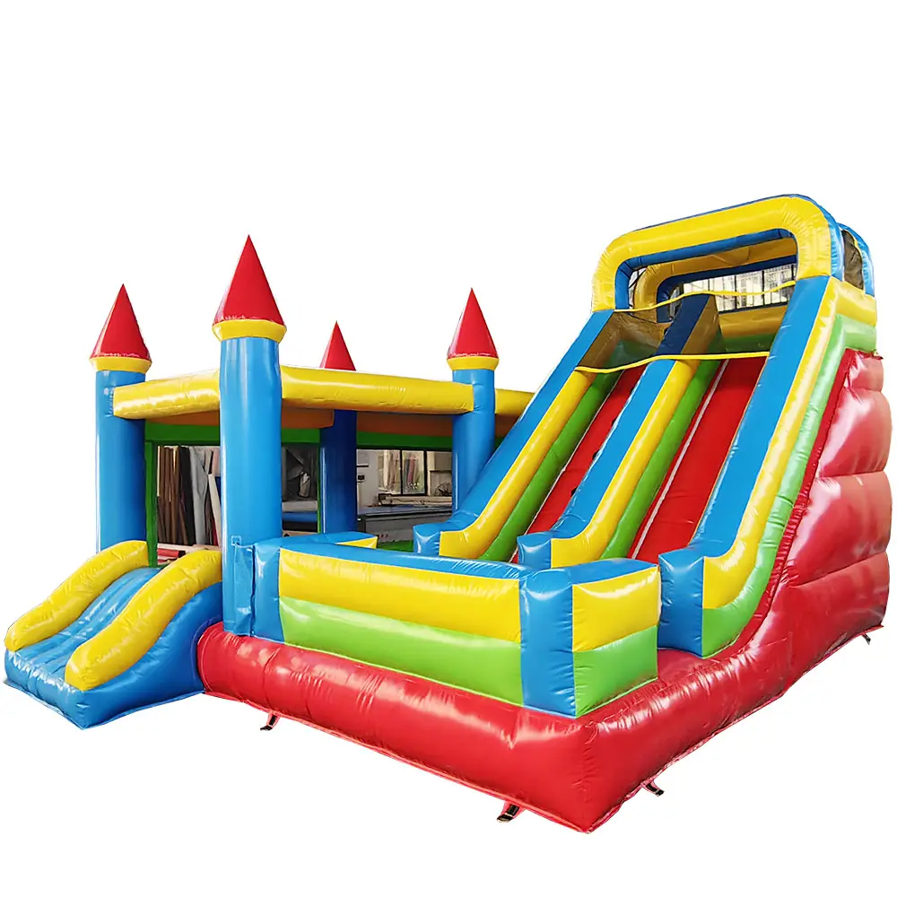 Meest Populaire Groothandel Combo Opblaasbare Jump House Rood Blauw Bounce Combo Opblaasbare Ballenbak Met Glijbaan