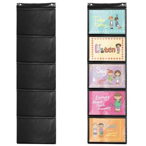 Fabric Foldable Classroom Pocket Chart Wall File Organizer Hanging Card Picture Display Demonstrations School Supplies Bag Use - Product Image 2