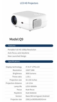 Mini Proyector LED HTP 2026 1080p, Cine en Casa, Smart TV Móvil con Android 9, 450 Lúmenes, Modelo Q9, Enfoque Automático, Sonido Estéreo HIFI