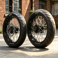 Ensemble de roues KYZ Surron Ultra Bee CNC Supermoto 17/17 pouces, moyeu en aluminium billette, jante noire brillante, moto électrique tout-terrain, motocross 2026
