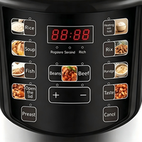 Cuisinière électrique à pression RV 12V 24V 12-en-1 avec cuve intérieure en acier inoxydable de 5L 6L, écran LED, menus prédéfinis à écran tactile couleur
