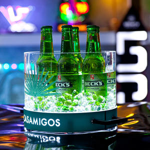 바 KTV 파티용 맞춤형 12L 모던 아크릴 LED 발광 아이스 버킷, 고급 와인 & 칵테일 서빙용 - Product Image 5