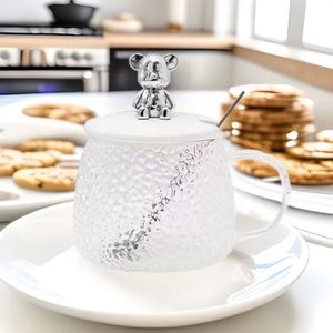 Taza de Vidrio con Tapa de Oso, Ecológica, con Cuchara, para Fiestas, Hogar, Té, Jugo, Regalo Hecho a Mano, Botella de Agua - Product Image 1