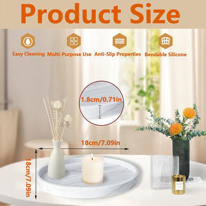 Kustom baki meja rias tahan pecah fleksibel baki kamar mandi anti-selip nampan silikon marmer untuk botol - Product Image 3