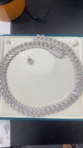 Cadena Cubana de 20 mm con Moissanita, Plata de Ley, Chapada en Oro de 22k, 24 Pulgadas de Diámetro, Collar Clásico Unisex - Product Image 5