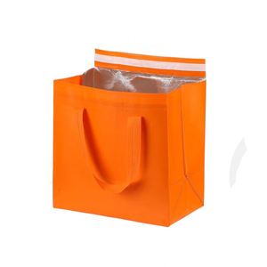 Sac isotherme 2026 en RPET avec feuille d'aluminium, pour plats à emporter des restaurants, doublure imperméable, poignée renforcée, orange, pour boissons en conserve - Product Image 2