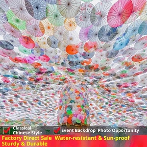 Protector solar a prueba de lluvia, papel de aceite de bambú ecológico, paraguas de luz de techo para decoración de estilo chino clásico de Hotel, ropa Hanfu - Product Image 3