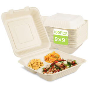 Boîte à lunch en pulpe moulée compostable pour sushi et burgers, emballage écologique jetable en pulpe de canne à sucre, vente en gros - Product Image 1