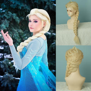 <span class=keywords><strong>Peluca</strong></span> <span class=keywords><strong>de</strong></span> Princesa Elsa <span class=keywords><strong>de</strong></span> <span class=keywords><strong>Frozen</strong></span>, Conjunto Completo para Disfraces <span class=keywords><strong>de</strong></span> Exhibición <span class=keywords><strong>de</strong></span> Cómics, Cabello Trenzado Dorado <span class=keywords><strong>de</strong></span> Alta Calidad, Cosplay Hecho a Máquina - Product Image 2