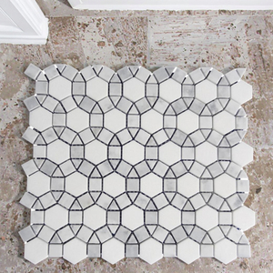 Carrara Trắng bardiglio màu xám hiện đại tổ ong khảm tường gạch hình lục giác kính vuông cho phòng tắm khách sạn nội thất Nội Thất Tường — ảnh 1