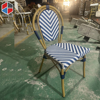 Fauteuil en rotin bleu marine Fauteuil de bistrot Cafe Shop Fauteuil Mobilier