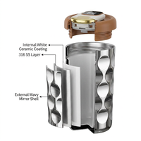 Mug à café en acier inoxydable 316 avec revêtement en céramique, 410 ml, gobelet isotherme sous vide, affichage de la température, LED intelligente, anti-fuite, mug de voyage