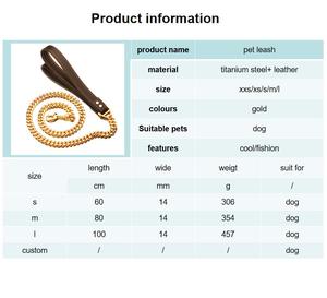 Wholesale 14mm Gold Stainless Steel Pet Cuban Link Chain Personalized <strong>Pitbull</strong> <strong>Dog</strong> <strong>Collar</strong> Lace Decoration Solid Gold <strong>Dog</strong> Leash - Product Image 2