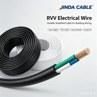 Câble de commande flexible JINDA RVV 3*1,5 mm² 3 conducteurs en cuivre toronné gainé PVC 300/500V pour câblage intérieur CE/CCC