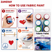Peinture textile douce facile à appliquer en 12 couleurs pour vêtements, à appliquer au pinceau, fournitures artistiques emballées dans un sac en tissu pour l'art sur chaussettes et les projets d'artisanat