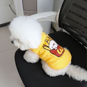 Chaleco con estampado de dibujos animados para gatos y perros, ropa para mascotas de punto tipo gofre en blanco, rosa, rojo, amarillo, talla pequeña - Product Image 4
