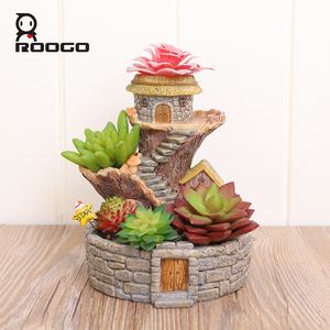 Pot de fleurs en résine de 8,9 pouces en forme de <span class=keywords><strong>maison</strong></span> d'arbre, motif animal de conte de fées, pour plantes succulentes, décoration de bureau et de <span class=keywords><strong>maison</strong></span>, ornement de étagère fantaisie - Product Image 3