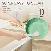 Poêle à frire antiadhésive en aluminium tendance avec revêtement céramique et manche en bois, capacité 1-2L, compatible induction, pour œufs et omelettes
