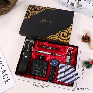 Men's Gift <b>Set</b> With Wallet Belt <b>Watch</b> Tie Pen Keychain For Father's Day And Men's Day - Product Image 3