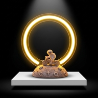 Lampe LED multicolore en forme d'anneau pour salon, taille moyenne, avec base en forme de lune, pour chambre à coucher, bureau, décoration, cadeau