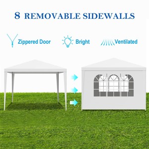 10x10FT Outdoor <b>Party</b> Tent Stainless Steel Heavy-Duty Wedding Canopy <b>Gazebo</b> 4 Removable Sidewalls Waterproof Eco-Friendly - Product Image 3