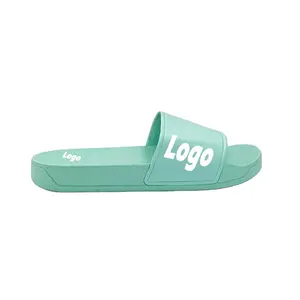 Grosir kustom Logo Sport Musim Panas geser warna sederhana sandal kamar mandi rumah dalam ruangan PVC sandal