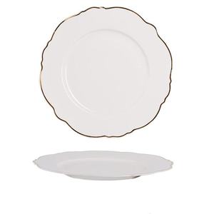 Assiettes à dîner en céramique de luxe avec bordure dorée et <span class=keywords><strong>bord</strong></span> festonné, disponibles en rose, <span class=keywords><strong>bleu</strong></span> et blanc - Product Image 3