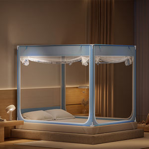 มุ้งกันยุงกันตกสำหรับเตียงตาข่ายทรงสี่เหลี่ยมแบบพกพาตาข่าย3ประตูถอดออกได้มุ้งกันยุง - Product Image 4