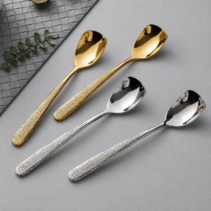 304 stainless steel <b>square</b> head spoon hammer <b>coffee</b> spoon stirring spoon elegant dessert spoon household spoon ice cream spoon - Product Image 3