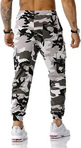 <span class=keywords><strong>Pantaloni</strong></span> Cargo Mimetici a Vita Media per Uomo, Casual con Coulisse e Tasche - Product Image 3