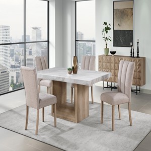 5PC Modern <b>Adjustable</b> Comfortable Dining <b>Table</b> Set Natural for Hotel Apartment Use - Product Image 3