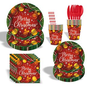 Giáng sinh nguồn cung cấp bên giáng sinh vui vẻ Bộ đồ ăn đồ ăn dùng một lần giấy tấm khăn ăn Xmas trang trí - Product Image 2